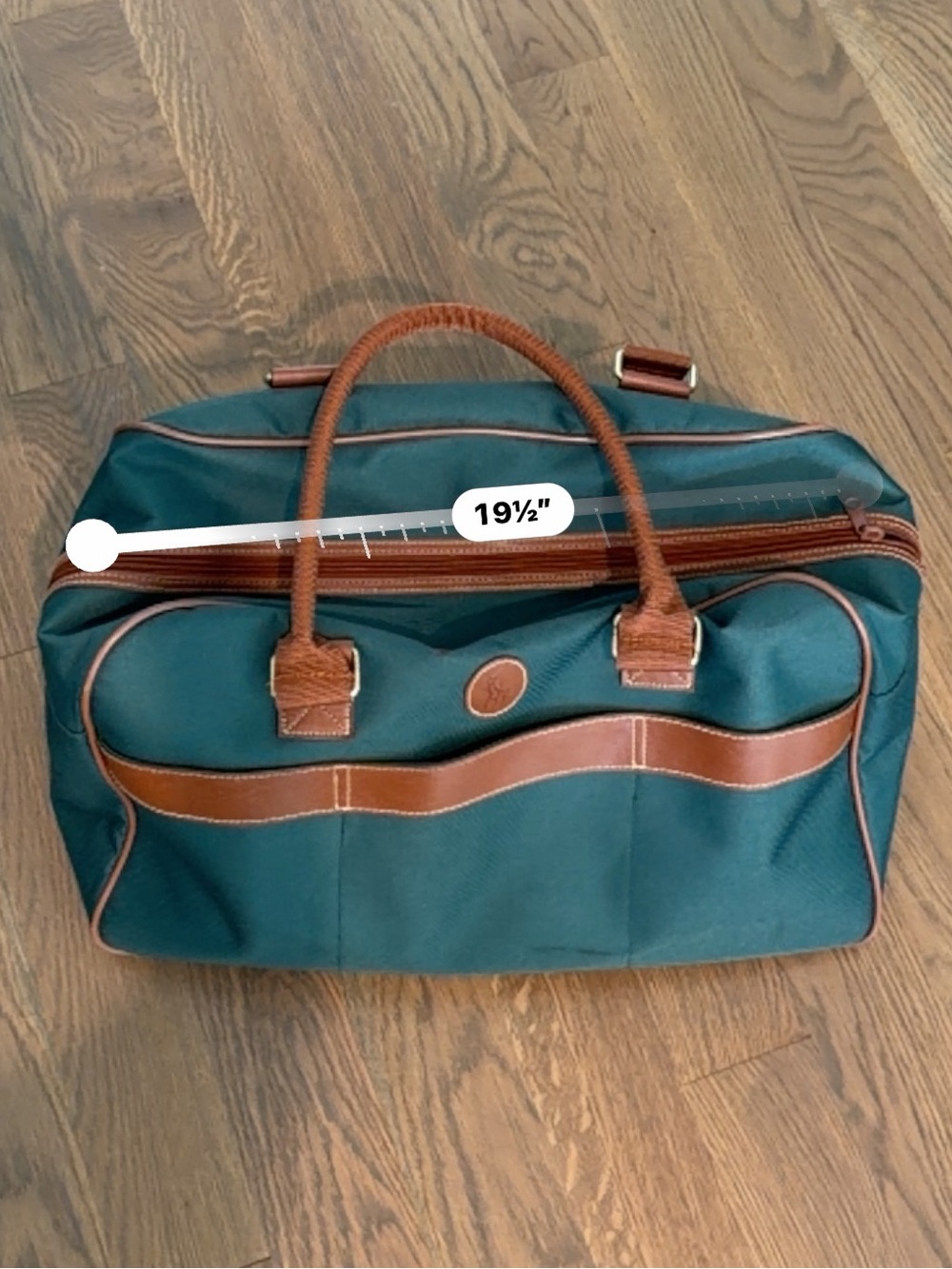 Vintage Polo Ralph Lauren Green Canvas Leather Trim 2-Piece Duffle Weekender Tra - Picture 8 of 9